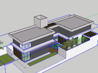 Nhà phố 2 tầng 9x23m file sketchup chi tiết