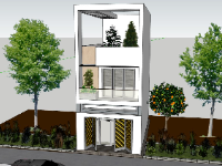 Nhà phố 2 tầng có tum 5x10m file sketchup