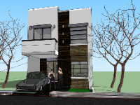 Nhà phố 2 tầng,mẫu nhà phố 2 tầng,model sketchup nhà phố,su nhà phố