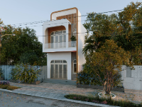 Nhà phố 2 tầng hiện đại sketchup mới