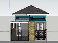 Nhà phố 2 tầng mái Nhật,model su nhà phố 2 tầng,nhà phố 2 tầng file su,sketchup nhà phố 2 tầng