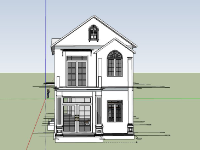 Nhà phố 2 tầng mái thái 6x17m file sketchup