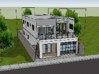 Nhà phố 2 tầng thiết kế sketchup