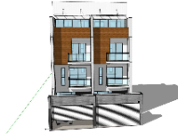 Nhà phố 3 tầng 11x23m file sketchup