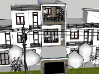 Nhà phố 3 tầng 4.4x16m file sketchup