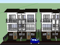 Nhà phố 3 tầng 4x8m model sketchup