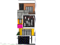 Nhà phố 3 tầng 5.2x18m dựng file sketchup