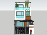 Nhà phố 3 tầng 5.5x20m file sketchup