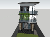 Nhà phố 3 tầng 6.3x35m model sketchup