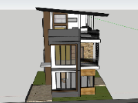 Nhà phố 3 tầng 7.8x10m model sketchup 2020