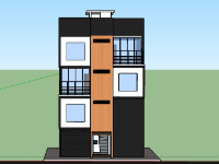 Nhà phố 3 tầng 7x6m model sketchup đẹp