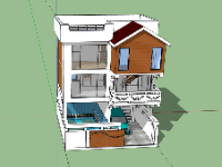Nhà phố 3 tầng,model su nhà phố 3 tầng,sketchup nhà phố 3 tầng,nhà phố 3 tầng model su