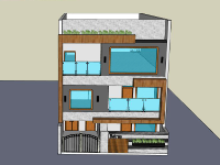 Nhà phố 3 tầng 8.5x17m model sketchup