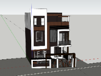 Nhà phố 3 tầng hiện đại sketchup