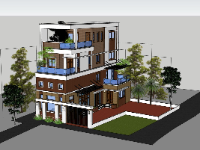 nhà phố 3 tầng,sketchup nhà phố 3 tầng,model su nhà phố 3 tầng