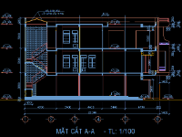 Nhà Phố 3 tầng (mặt tiền xiên góc) kích thước 5x20m - KT- KC -D- N