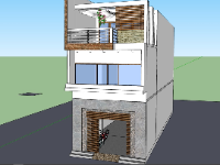 Nhà phố 3 tầng sketchup 5x20m