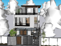 nhà phố 3 tầng đẹp,nhà phố 3 tầng,nhà phố sketchup