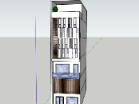 Nhà phố 4 tầng 4.8x15m dựng sketchup