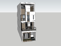 Nhà phố 4 tầng 5x19m thiết kế 3d sketchup