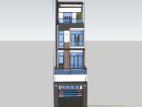 Nhà phố 4 tầng 5x30m file sketchup đẹp