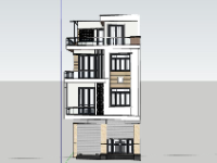 Nhà phố 4 tầng 6.7x8.1m model sketchup