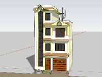 Nhà phố 4 tầng 8x10m file sketchup