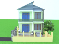 Nhà phố mang phong cách biệt thự (cad+Sketchup)