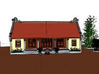 Nhà thờ sketchup,Nhà thờ file sketchup,model su nhà thờ họ,file sketchup nhà thờ họ,nhà thờ 3 gian