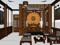 Nội thất phòng thờ sketchup