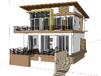 biệt thự 2 tầng,thiết kế biệt 2 tầng,mẫu sketchup biệt thự 2 tầng,phối cảnh biệt thự 2 tầng