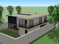 biệt thự 2 tầng,Phối cảnh biệt thự,file sketchup biệt thự 2 tầng,model su biệt thự 2 tầng