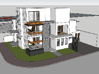 biệt thự 3 tầng,sketchup phối cảnh biệt thự,biệt thự hiện đại