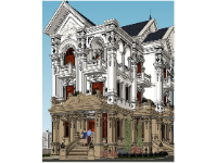Phối cảnh biệt thự 3 tầng tân cổ điển sketchup