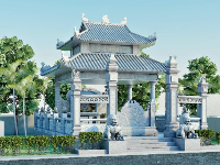 cổng đền thờ,sketchup điện thờ,đền thờ,Phối cảnh đền thờ