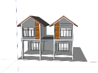 nhà 2 tầng,sketchup nhà 2 tầng,phối cảnh nhà 2 tầng