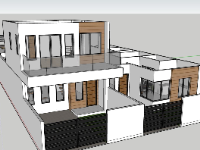 biệt thự 2 tầng,phối cảnh biệt thự 2 tầng,file sketchup biệt thự 2 tầng,mẫu biệt thự 2 tầng đẹp