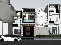 nhà phố  2 tầng,file su nhà phố 2 tầng,phối cảnh nhà phố 2 tầng,kiến trúc nhà phố 2 tầng,sketchup nhà phố