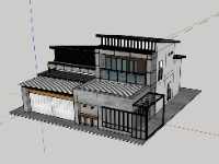 nhà 2 tầng đơn giản,nhà phố  2 tầng,file sketchup nhà phố