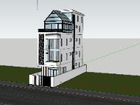 nhà phố 4 tầng,sketchup nhà phố 4 tầng,phối cảnh nhà phố 4 tầng,mẫu nhà phố 4 tầng