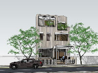 mẫu nhà phố 3 tầng,nhà phố 3 tầng sketchup,phối cảnh nhà phố 3 tầng,model su nhà phố 3 tầng