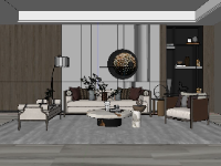Phòng khách sang trọng dựng 3D sketchup