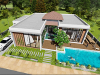 Revit - Lumion - File TKSB biệt thự 20x25m DT 200m2 (3 phòng ngủ) có Hồ bơi