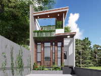 Revit - Nhà phố 5x18m hiện đại 1 trệt 1 lửng - thiết kế thi công