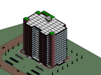 Revit 2014 Kiến trúc chung cư 14 tầng + 1 trệt + 1 hầm kích thước 45x60m