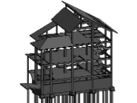 Revit 2016 kết cấu nhà ở 4 tầng kích thước 8,5x15m