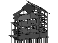 nhà 4 tầng,revit structure,thiết kế nhà phố,Nhà 8.5x15m