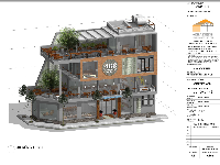 Revit quán cà phê,bản vẽ revit coffee,Revit Cafe 5.78x22m,bản vẽ revit nhà 3 tầng,thiết kế quán cafe 3 tầng 5.78x22m