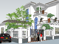 Revit biệt thự 3 tầng kích thước 11.4x20.84m