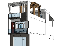 Revit kiến trúc Nhà phố 2 tầng, lệch tầng 5x20m